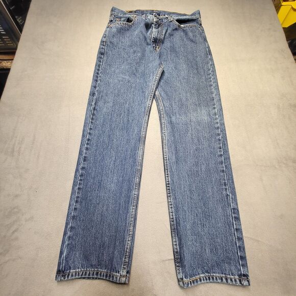 Levi's 505 Jeans Mens 33x30 Blue Regular Fit Straight Leg Distressed Denim - Picture 1 of 11